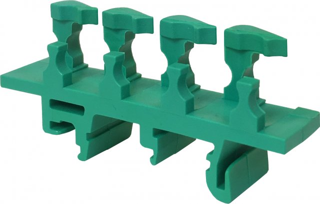 BB1 zaļš, misiņa kopnes DIN sliedes adapteris