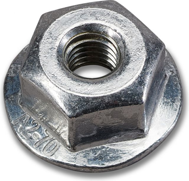 Serrated self-locking flange nut, M8