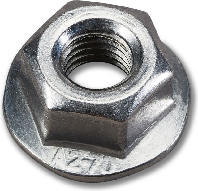 Serrated self-locking flange nut, M10