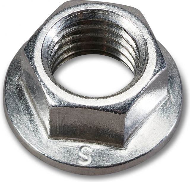 Serrated self-locking flange nut, M14