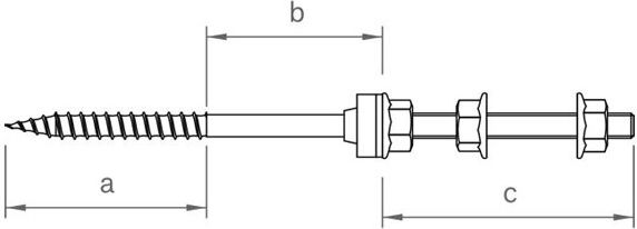 Stock screw set (for wood) M12 300 mm