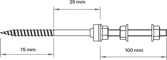 Stock screw set (for wood) M10 200 mm