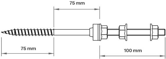 Stock screw set (for wood) M10 250 mm