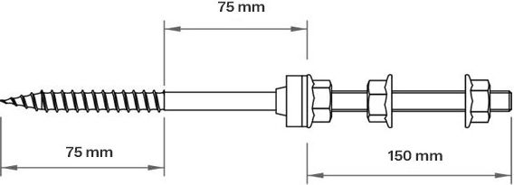 Stock screw set (for wood) M10 300 mm