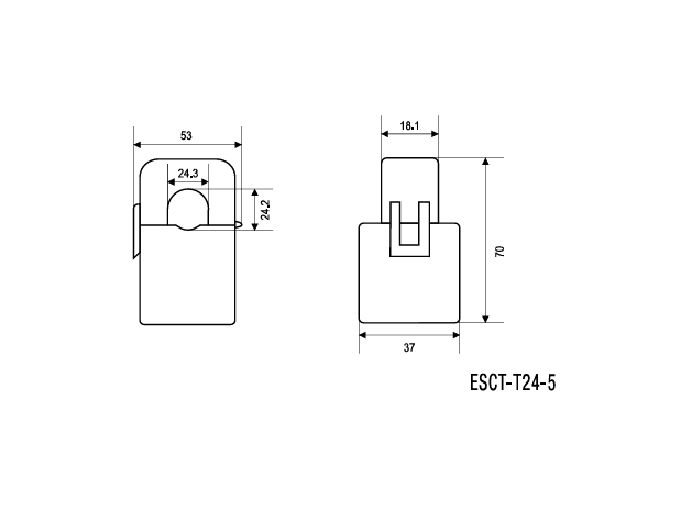 ESCT-T24 Split-core Current Transformer 200/5A, 