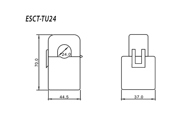ESCT-TU24 Split-core Current Transformer 100/333mV