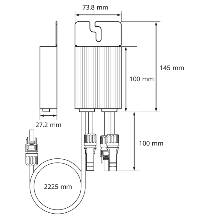 HUAWEI SUN2000-600W-PA0, 720W, 0.1/2.225m Cable 