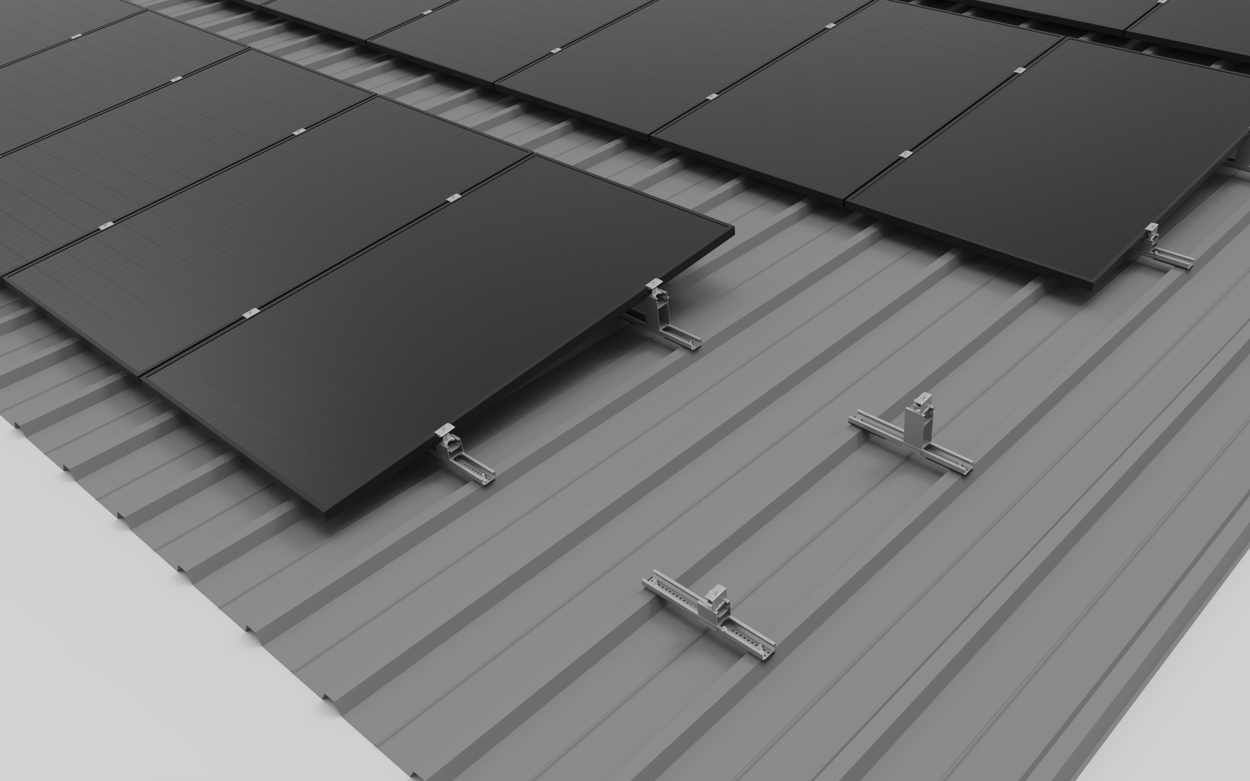 Trapezoidal metal roof clamping - light elevation