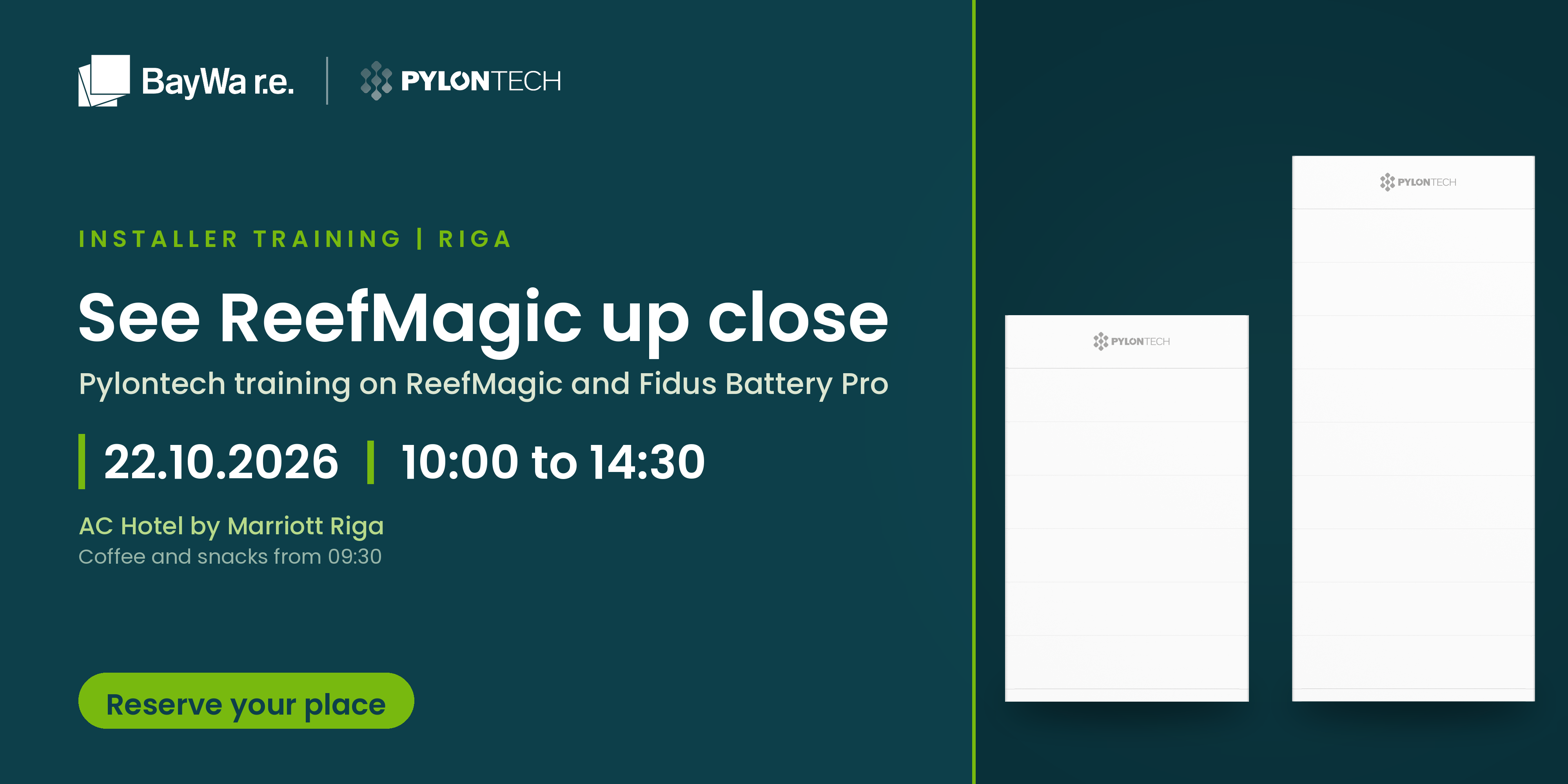 Pylontech Technical Training in Riga: Discover ReefMagic and Fidus Battery Pro