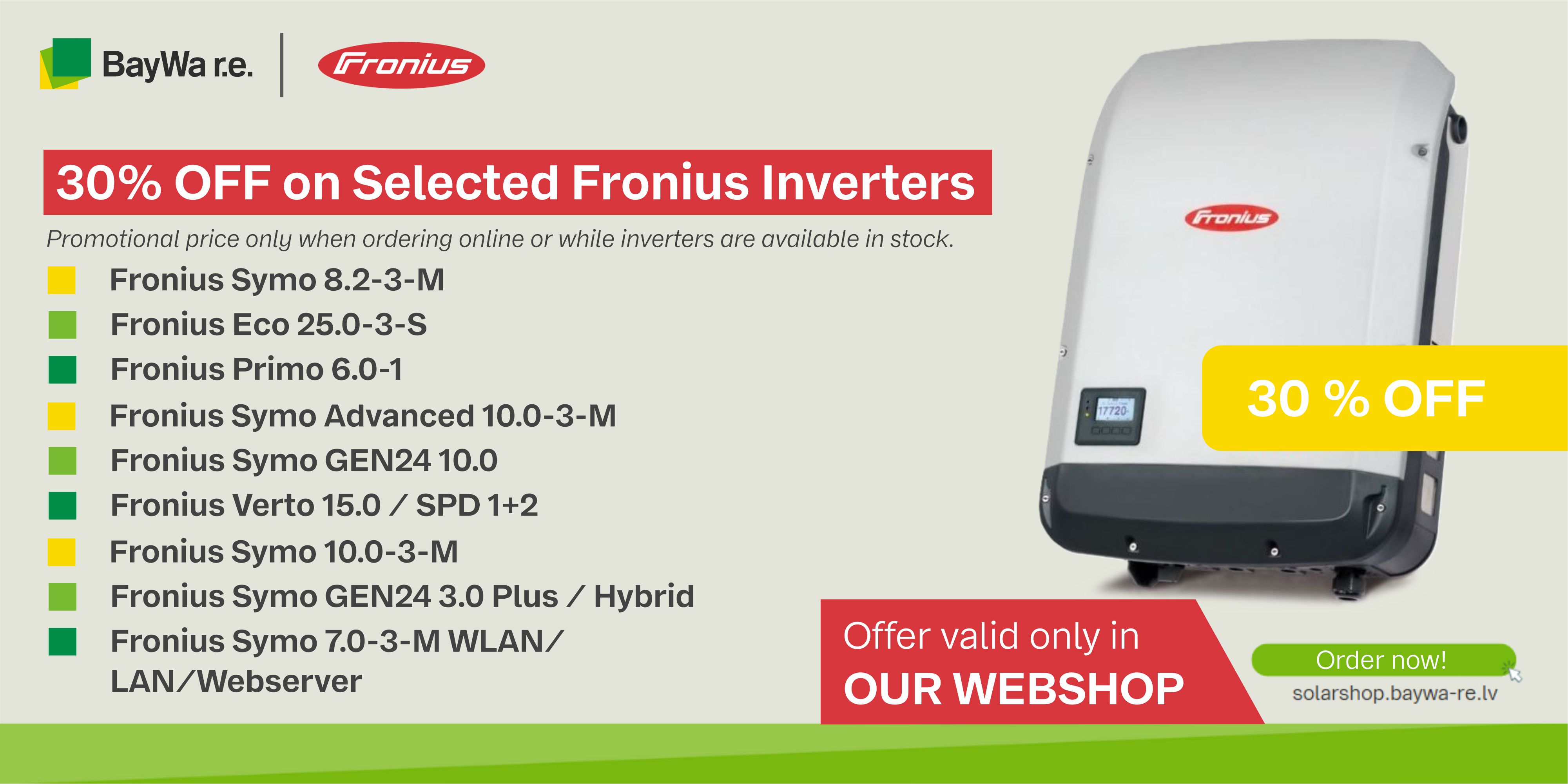 30% OFF on Selected Fronius Inverters