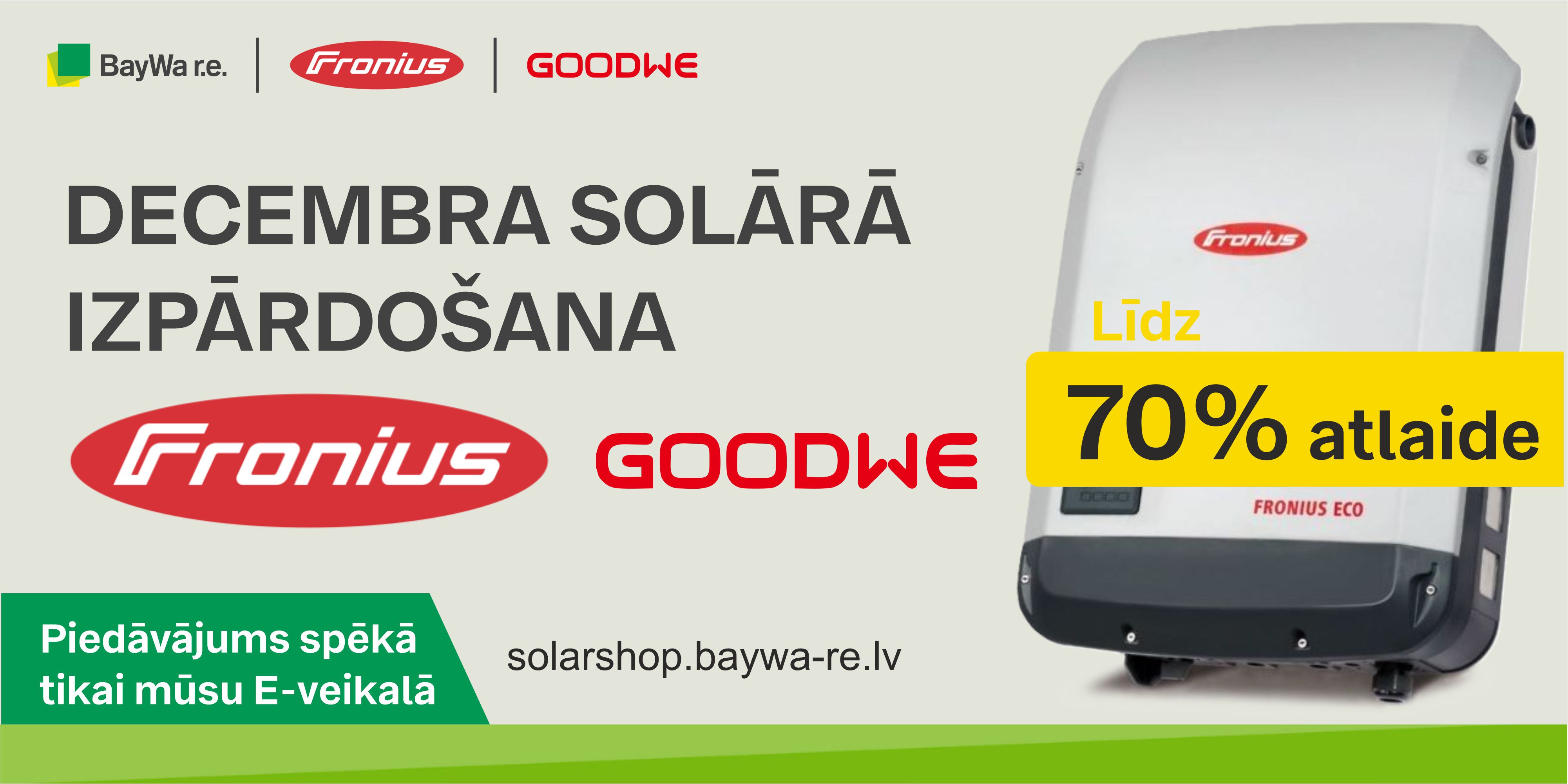 Decembra izpārdošana! Līdz 70 % atlaide Fronius un GoodWe invertoriem!