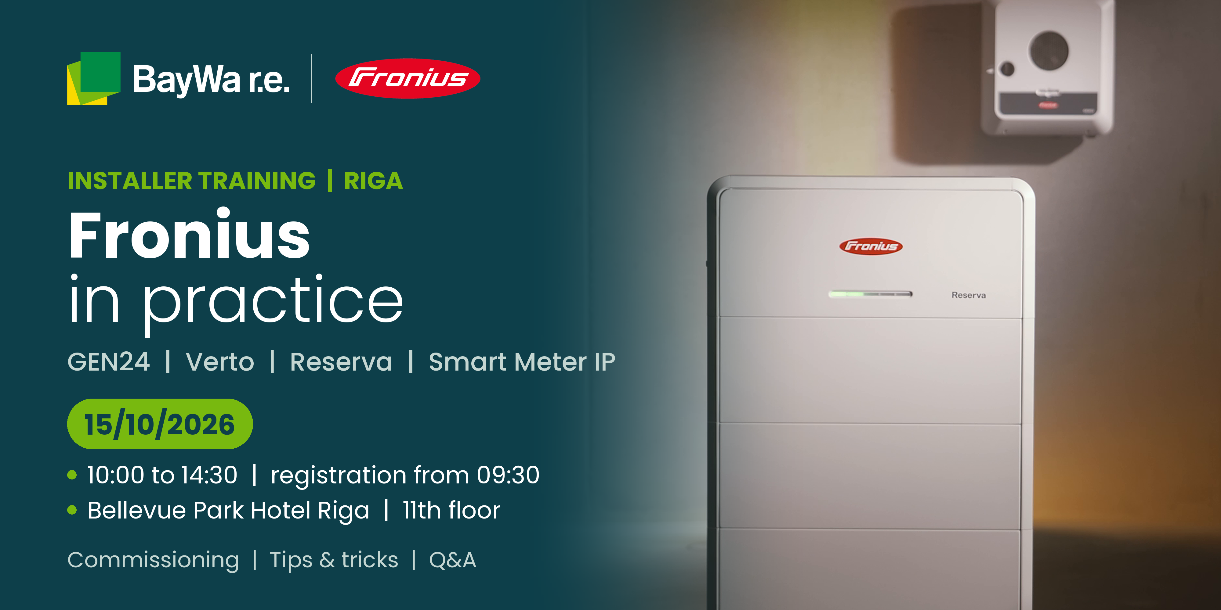 Fronius installer training in Riga: GEN24, Verto, Reserva and Smart Meter IP in practice