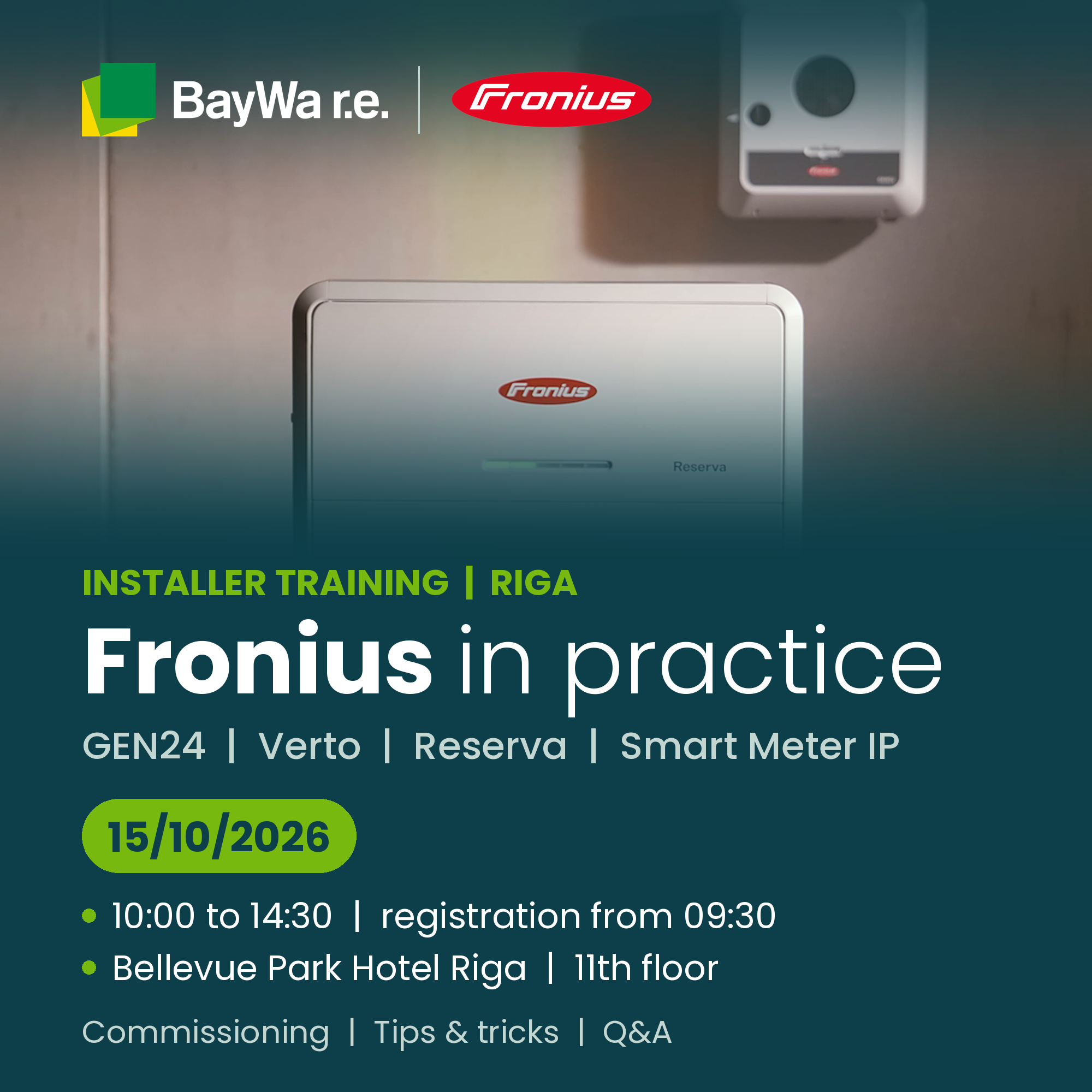 Fronius installer training in Riga: GEN24, Verto, Reserva and Smart Meter IP in practice