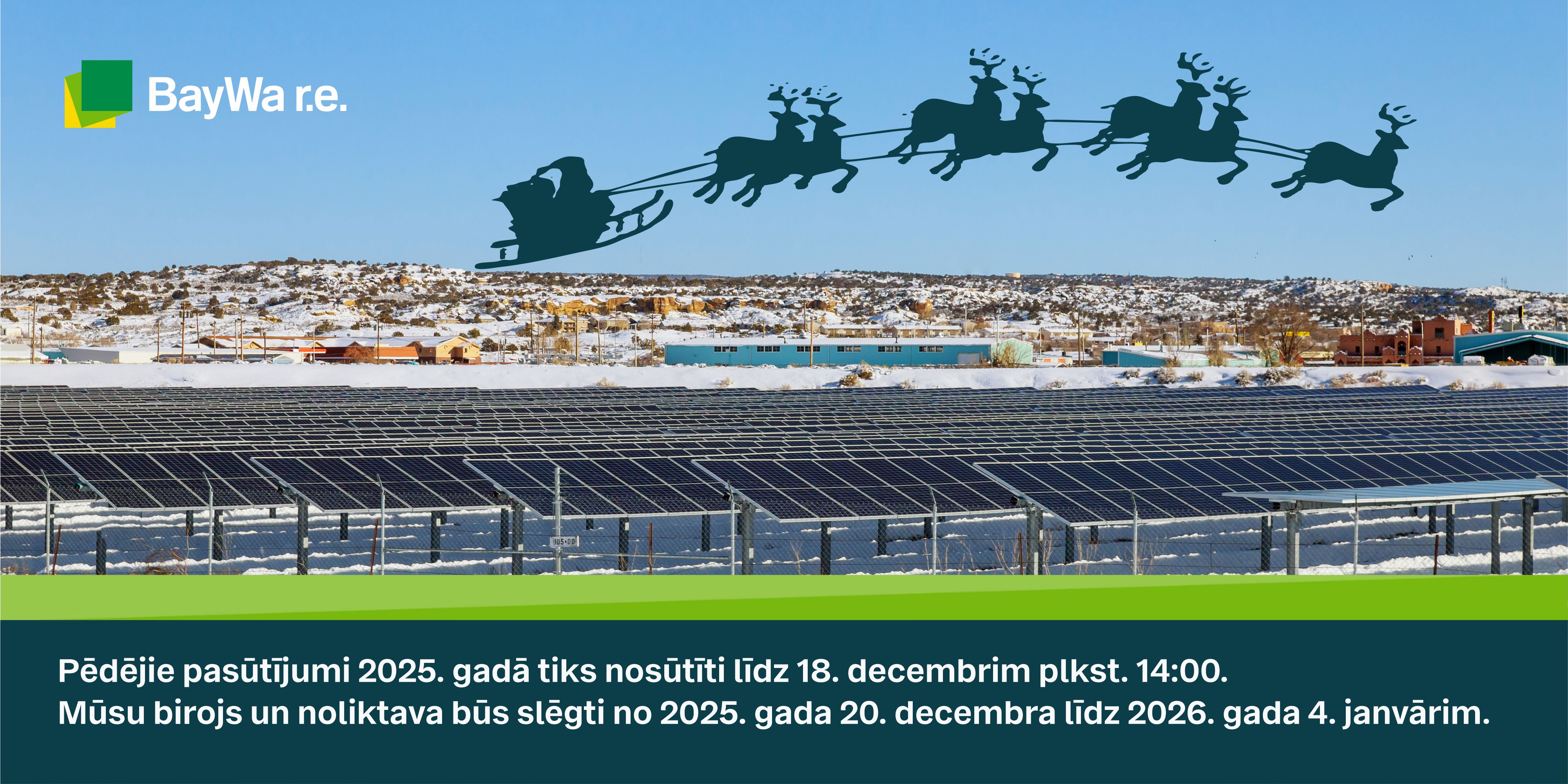 BayWa r.e. Solar Systems SIA darba grafiks decembra svētku periodā