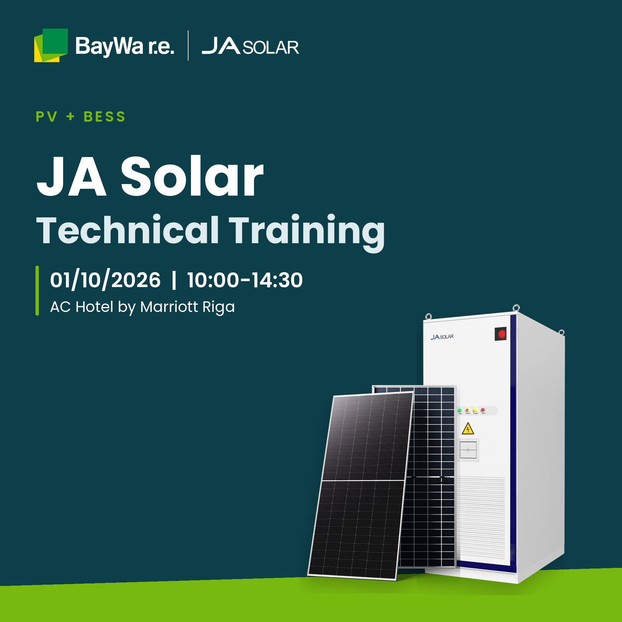JA Solar Technical Training in Riga | PV modules and energy storage BESS.