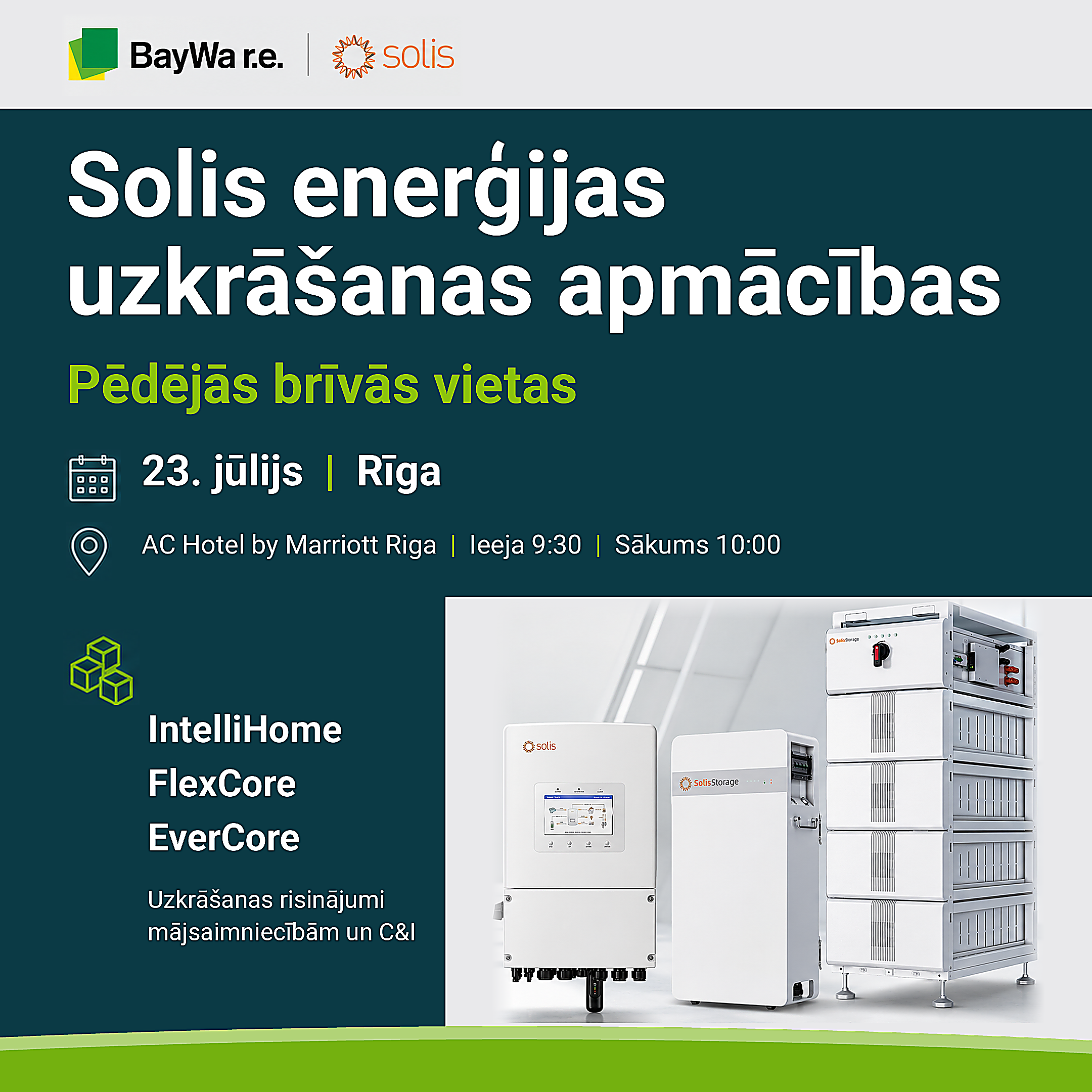 Solis enerģijas uzkrāšanas apmācības Rīgā | BayWa r.e.